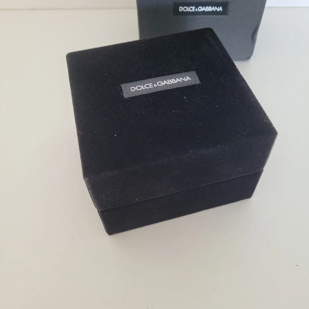 Dolce & Gabbana Mens Cufflinks Gold Tone Black Stone Octagon Made in Italy Box